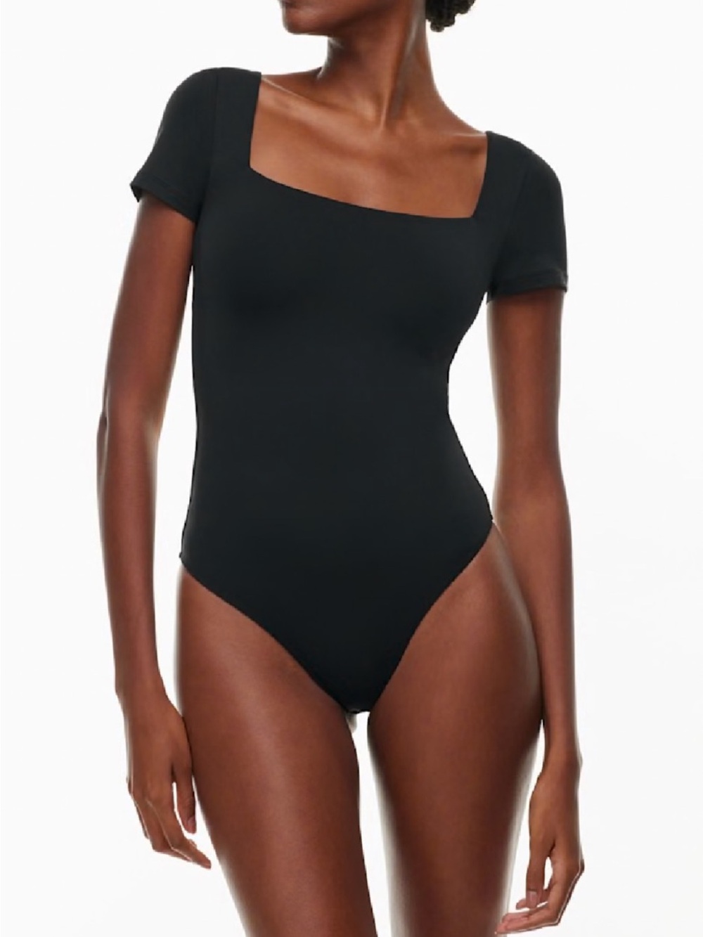 Aritzia Babaton Contour Square Neck Short Sleeve Bodysuit Y2K Black Small